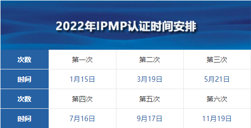 2022年IPMP认证考试时间